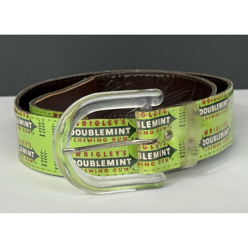 VTG Original Wrigleys Doublemint Gum Belt Green W/ Clear Buckle Size M‎ 36" RARE